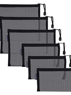 Nylon Mesh Cosmetic Zipper Bags 6PC Makeup Pouches Travel Organizer